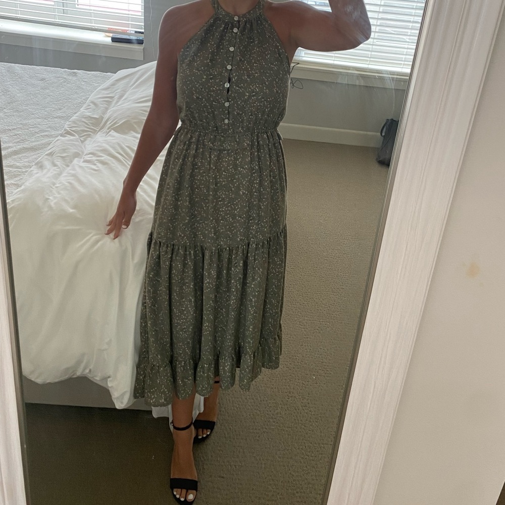 Christy Dawn-The Reese Dress- Gray Florals-small